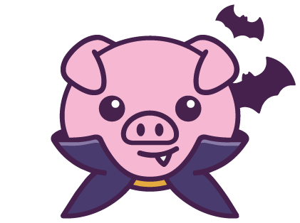 Suckling Pig BBQ vampire piglet mascot