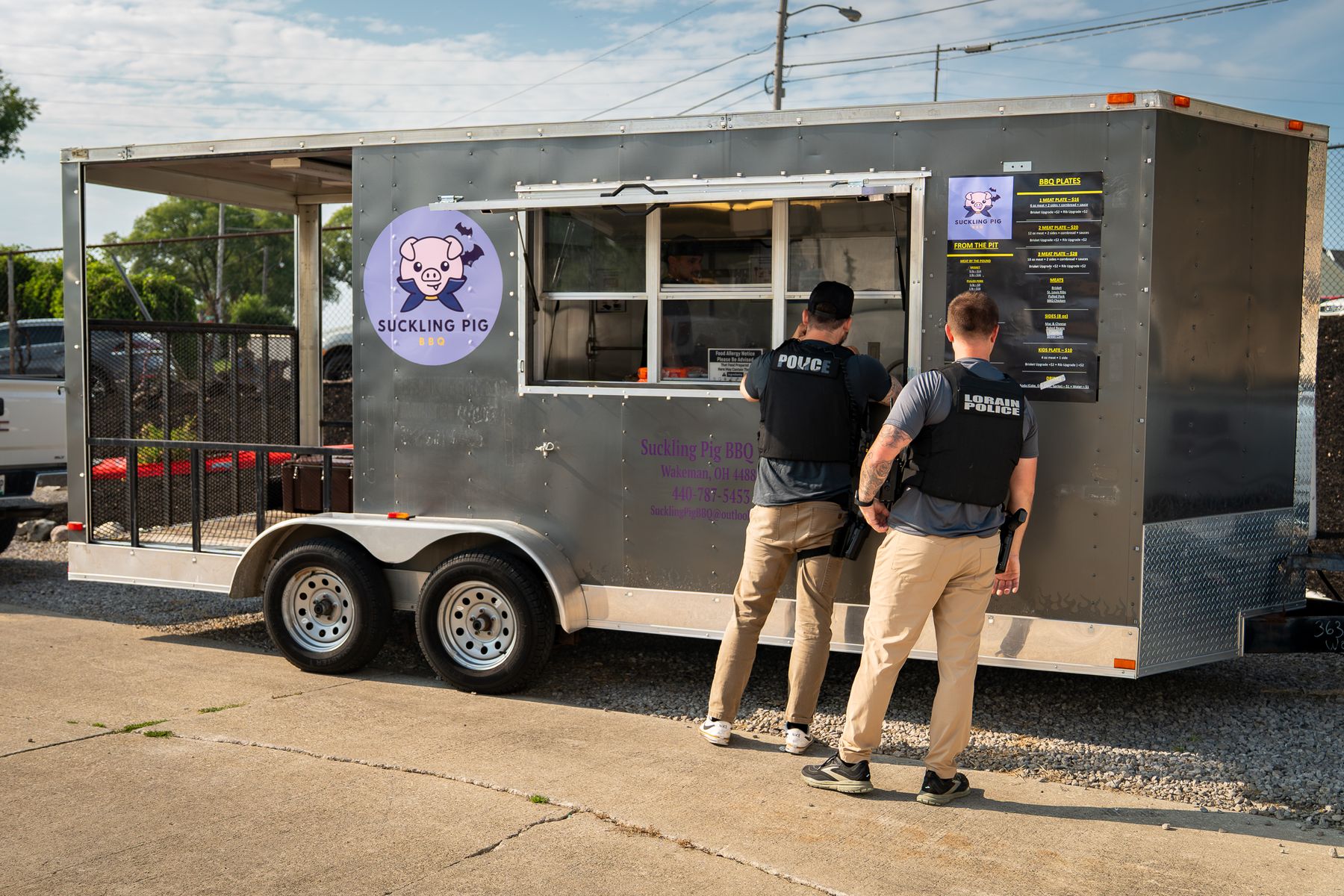 The Suckling Pig BBQ trailer parked and open for service